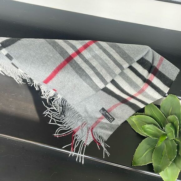 Cashmink oversized plaid wrap scarf soft warm  6ft long x22” - Picture 1 of 5